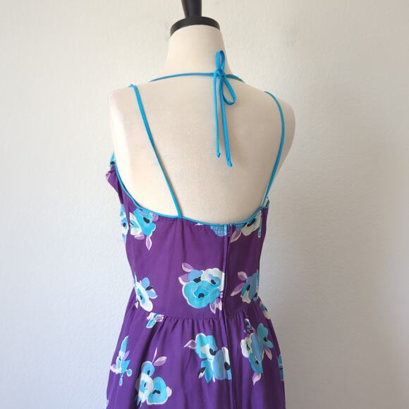 Vintage 60s 70s Dress Womens 11 M Purple Floral MCM Housewife Babydoll Frock - Picture 10 of 16